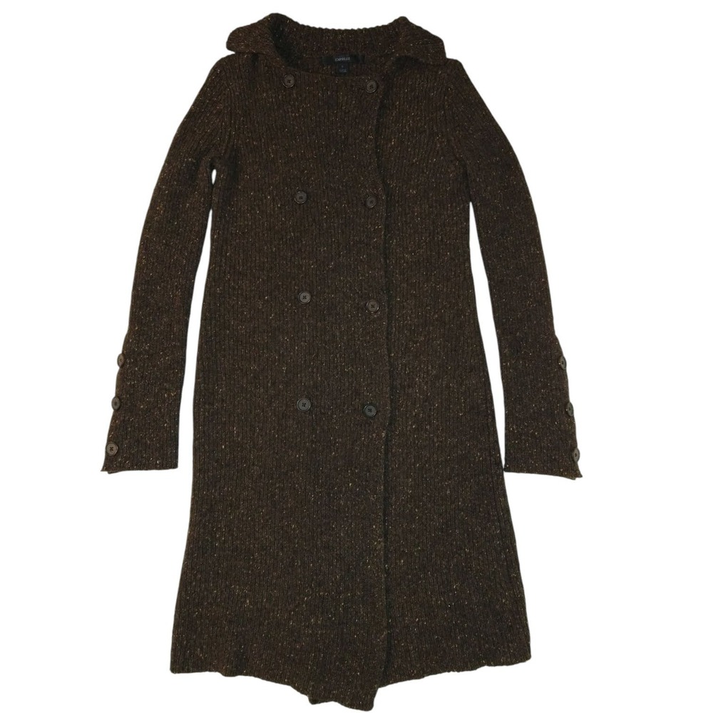 Express Cardigan Sweater Long Double Breasted Brown Wool Blend Women's Small
